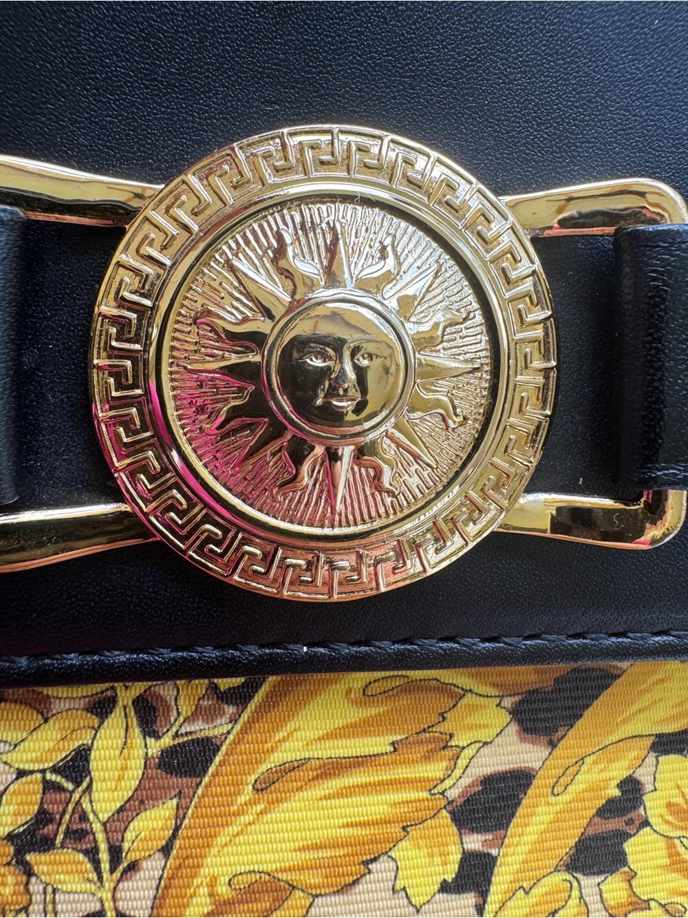 Versace Black and Yellow Baroque Top-Handle Purse with dusty - Picture 3 of 16